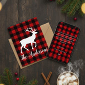 Rustic Plaid Deer Personalized Holiday Card Feestdagenkaart