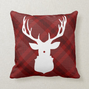 RUSTIC PLAID DEER STYLISH HOLIDAY PILLOW KUSSEN
