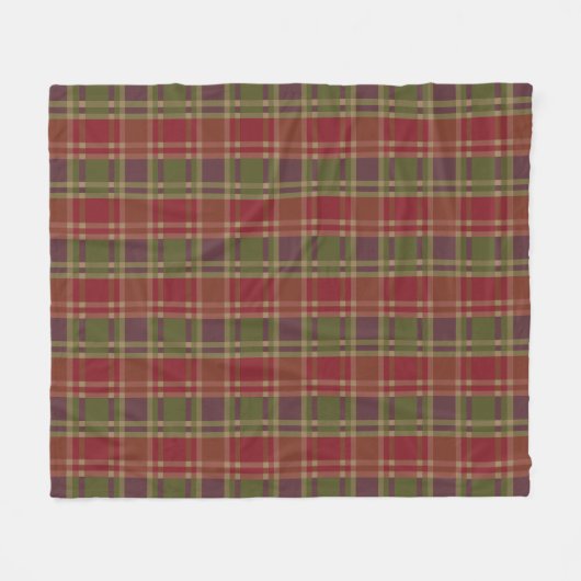 "Rustic Plaid Elegance" Patroon Fleece Deken (Voorkant (Horizontaal))