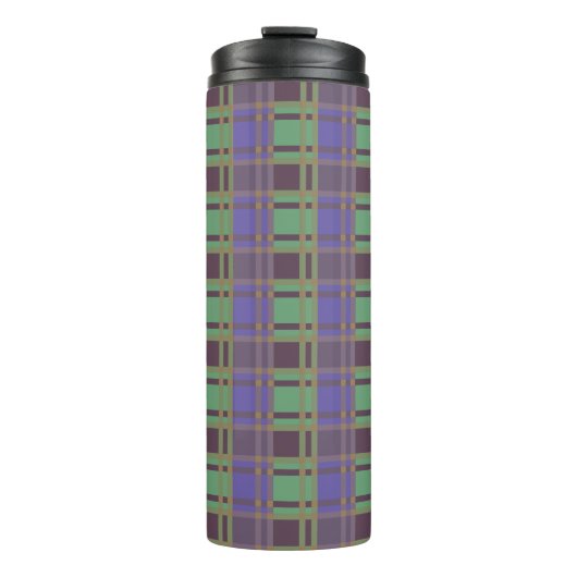 "Rustic Plaid Elegance" Patroon Thermosbeker (Voorkant)