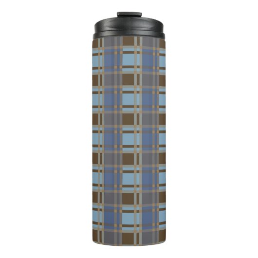 "Rustic Plaid Elegance" Patroon Thermosbeker (Voorkant)