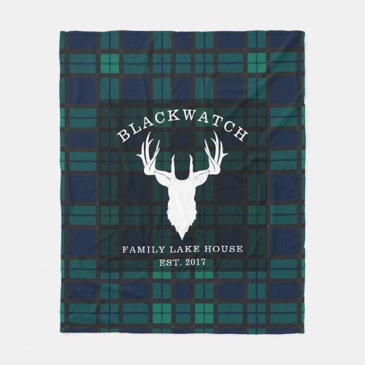 Rustic Plaid Elegant Blackwatch Tartan Fleece Deken (Voorkant)