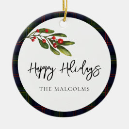 Rustic Plaid Familie Foto Classic Tartan Keramisch Ornament