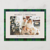 Rustic Plaid Familie Foto Custom Tartan Kerstmis Feestdagenkaart (Voorkant)