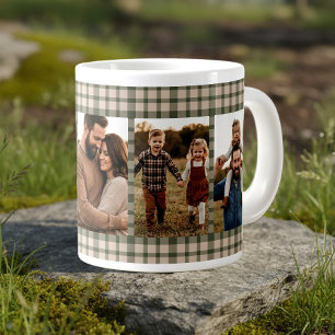 Rustic Plaid Familie Foto Groen 5 Verticale Foto Grote Koffiekop