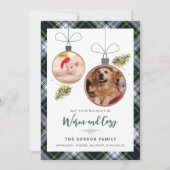 Rustic Plaid Familie Kerstmis 2 Huisdier Foto's Ta Feestdagenkaart (Voorkant)