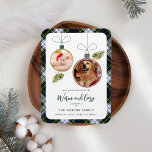 Rustic Plaid Familie Kerstmis 2 Huisdier Foto's Ta Magneet<br><div class="desc">Onze betoverende Custom Plaid Christmas Greetings Magnet met de foto's van uw huisdier is een heerlijke manier om de feestvreugde te verspreiden en een blijvende indruk achter te laten op uw vrienden en familie. Deze prachtig ontworpen kaart is versierd met een rustieke tartan achtergrond en de achterkant, die de warmte...</div>