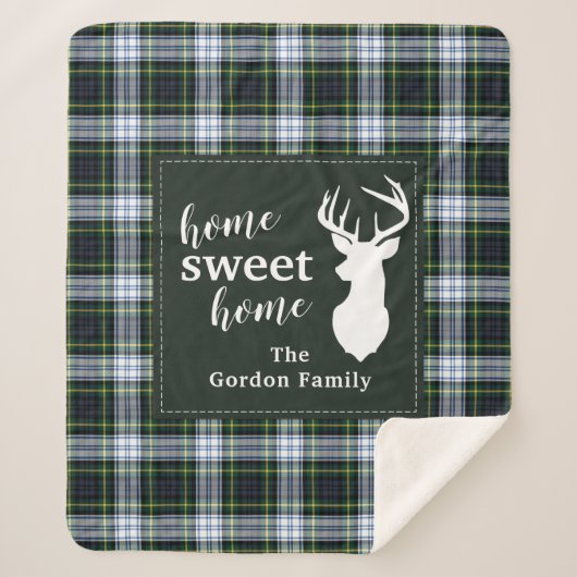 Rustic Plaid Farmhouse Gordon Tartan Sherpa Deken (Voorkant)