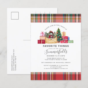 Rustic Plaid Favoriete Dingen Kerstvakantie Uitnodiging Briefkaart