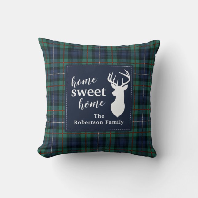 Rustic Plaid Feestdagen Robertson Family Tartan Kussen (Voorkant)