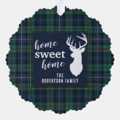 Rustic Plaid Feestdagen Robertson Family Tartan Ornament Kaart (Achterkant)