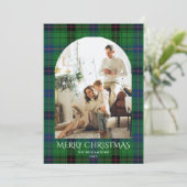 Rustic Plaid Foto Familie Kerstmis Tartan Feestdagenkaart (Staand voorkant)