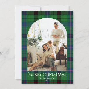 Rustic Plaid Foto Familie Kerstmis Tartan Feestdagenkaart