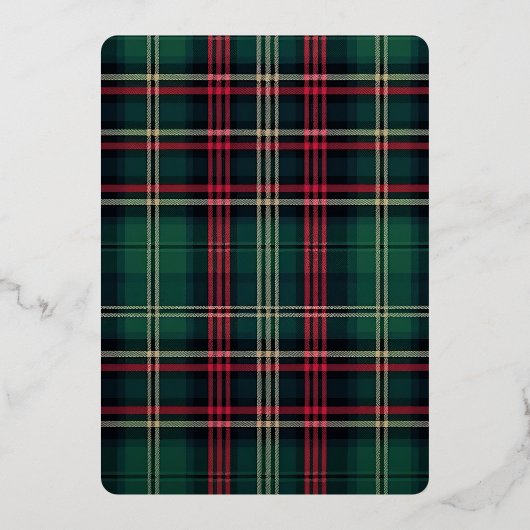 Rustic Plaid Foto Kerstmis Folie Feestdagenkaart (Achterkant)