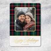 Rustic Plaid Foto Kerstmis Folie Feestdagenkaart