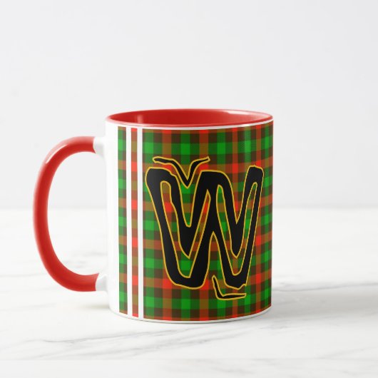Rustic Plaid Geruite Monogrammed Koffie Mok (Links)