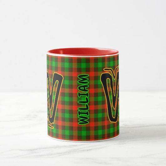 Rustic Plaid Geruite Monogrammed Koffie Mok (Midden)