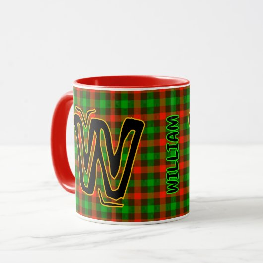 Rustic Plaid Geruite Monogrammed  Koffie Mok (Voorkant links)