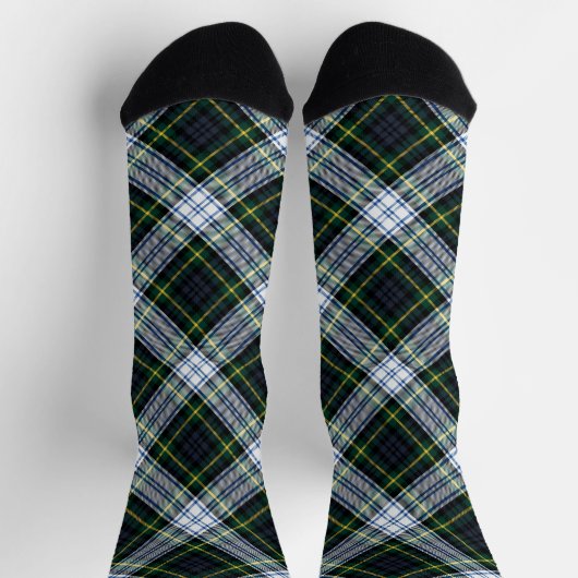 Rustic Plaid Gordon Tartan Green White Pattern Sokken (Top)