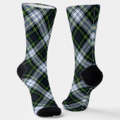 Rustic Plaid Gordon Tartan Green White Pattern Sokken (Gebogen)
