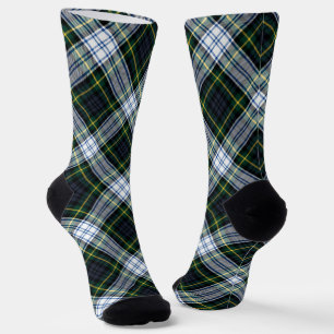 Rustic Plaid Gordon Tartan Groen Wit Patroon Sokken