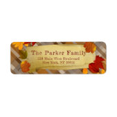 Rustic Plaid Gouden Kwaststreek Thanksgiving Etiket (Voorkant)
