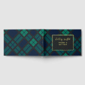 Rustic Plaid Green Black Tartan Gold Foil Wedding Gastenboek (Volledig)
