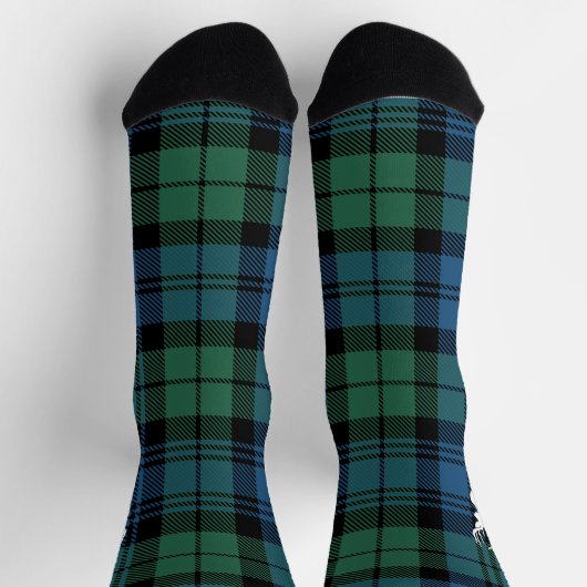 Rustic Plaid Green Blue Antler Campbell Tartan Sokken (Top)