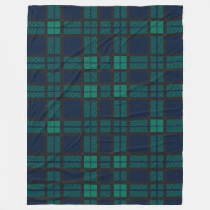 Rustic Plaid Green Check Blackwatch Tartan Fleece Deken