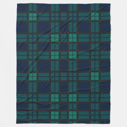 Rustic Plaid Green Check Blackwatch Tartan Fleece Deken (Voorkant)