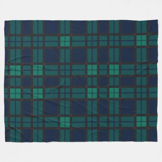 Rustic Plaid Green Check Blackwatch Tartan Fleece Deken (Voorkant (Horizontaal))