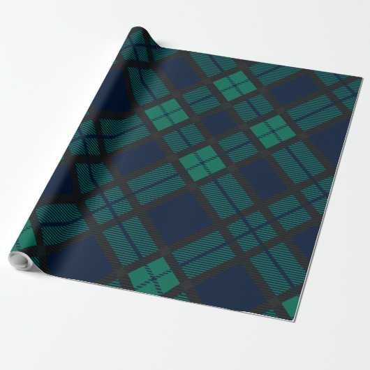 Rustic Plaid Green Check Tartan Cadeaupapier (Uitgerold)