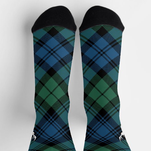 Rustic Plaid Green Deer Antler Campbell Tartan Sokken (Top)