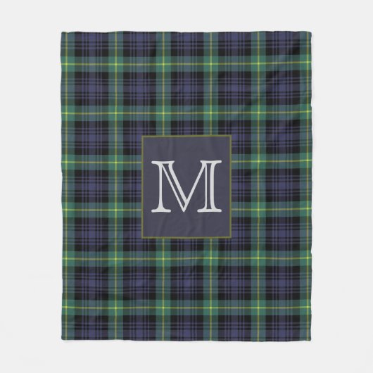 Rustic Plaid Green Monogram Tartan Fleece Deken (Voorkant)