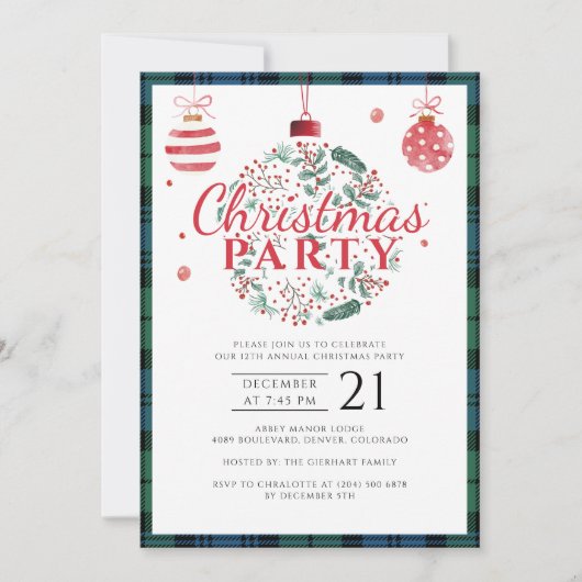 Rustic Plaid Kerstfeest Feestelijke Tartan Kaart (Voorkant)