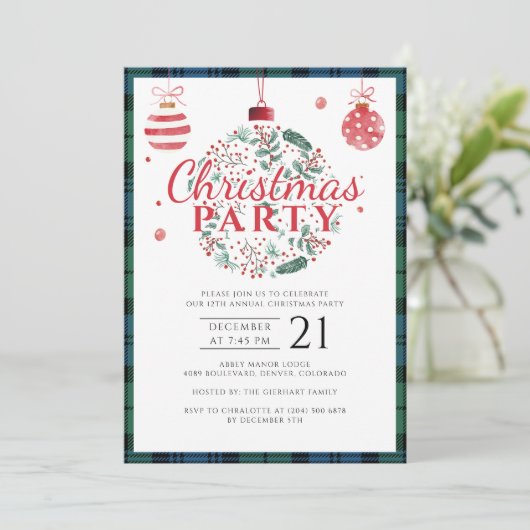 Rustic Plaid Kerstfeest Feestelijke Tartan Kaart (Staand voorkant)