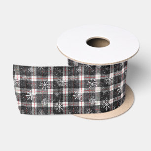 Rustic Plaid Kerstmis Winter Sneeuwvlokken Satijnen Lint