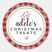 Rustic Plaid Kersttraktaties Persoonlijk Ronde Sticker (Voorkant)