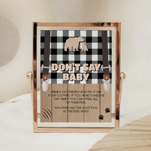 Rustic Plaid Lumberjack Baby shower Zeg geen Baby Poster
