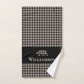Rustic Plaid Monogram Beer | Black Cream White Bad Handdoek (Handdoek)