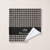 Rustic Plaid Monogram Beer | Black Cream White Bad Handdoek (Wasdoekje)