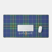 Rustic Plaid Monogram Blauw Klassiek Tartan Bureaumat (Keyboard & Muis)