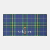 Rustic Plaid Monogram Blauw Klassiek Tartan Bureaumat (Voorkant)