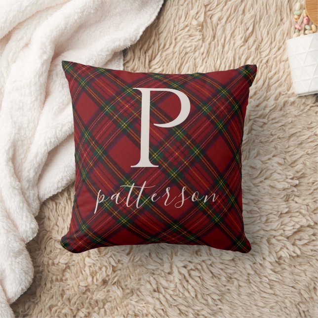 Rustic Plaid Monogram Boerderij Decoratie Kussen (Deken)