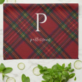 Rustic Plaid Monogram Boerderij Decoratie Theedoek (Gevouwen)