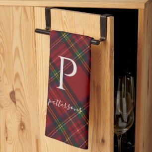 Rustic Plaid Monogram Boerderij Decoratie Theedoek