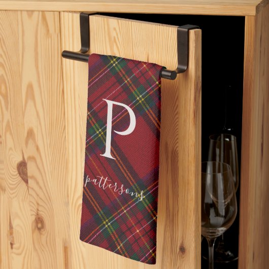 Rustic Plaid Monogram Boerderij Decoratie Theedoek (Derde Gevouwen)