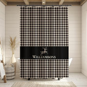 Rustic Plaid Monogram Deer | Crème Wit Zwart Douchegordijn