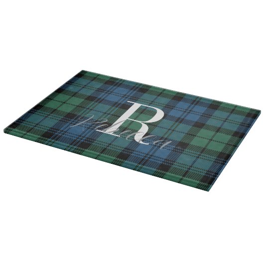 Rustic Plaid Monogram Groen Campbell Tartan Snijplank (Hoek)