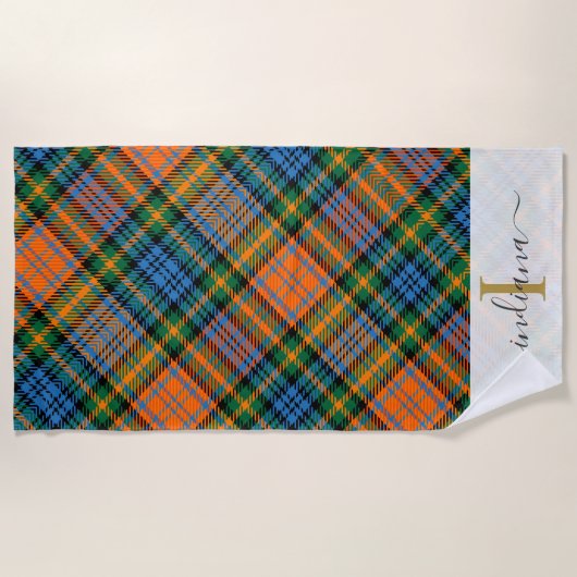 Rustic Plaid Monogram Murray Tartan Custom Strandlaken (Voorkant)